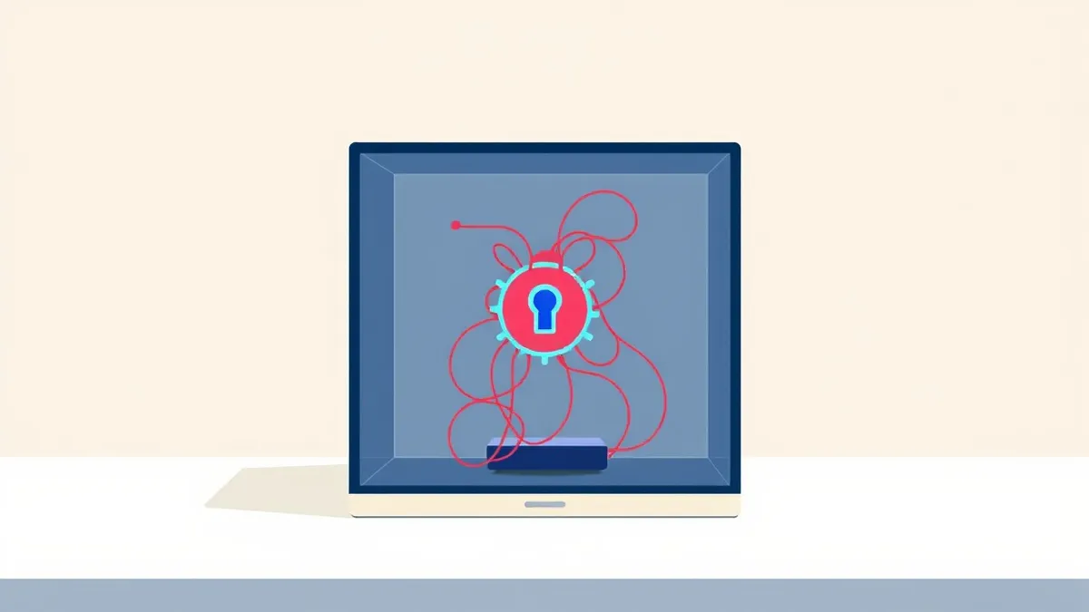 Illustration: A transparent glass box sits on a sterile white table, containing a single glowing blue token.