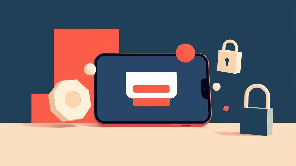 Illustration: A sleek smartphone displays a clean login interface with a single prominent button.