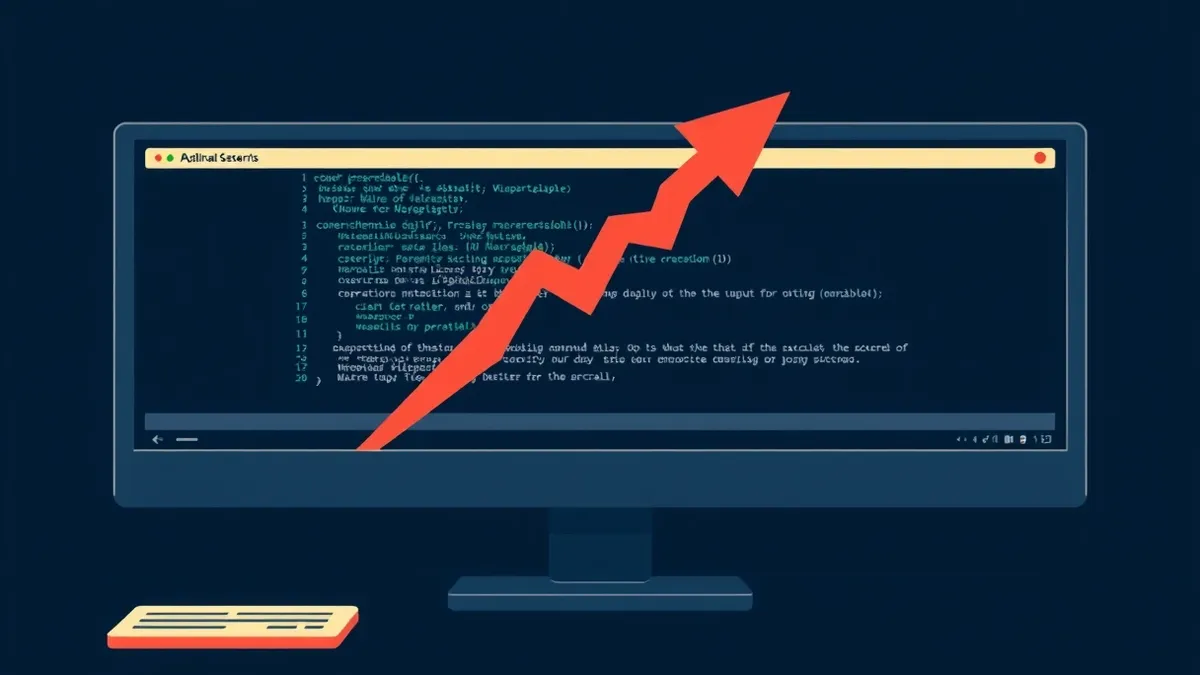 Illustration: A sleek command-line interface sits open on a dark monitor, displaying abstract lines of code.