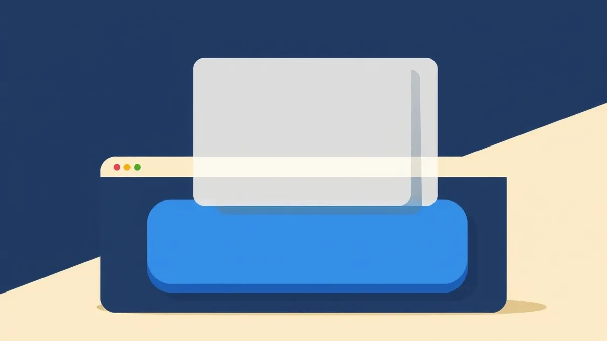 Illustration: A transparent, ghost-like rectangle floats invisibly over a solid blue button on a blank webpage.