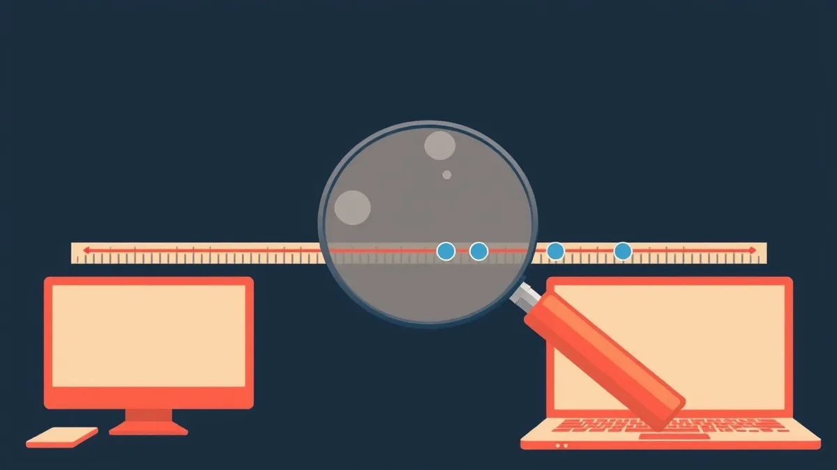 Illustration: A magnifying glass hovers over a digital timeline marked with a red start point and a distant blue detection marker.