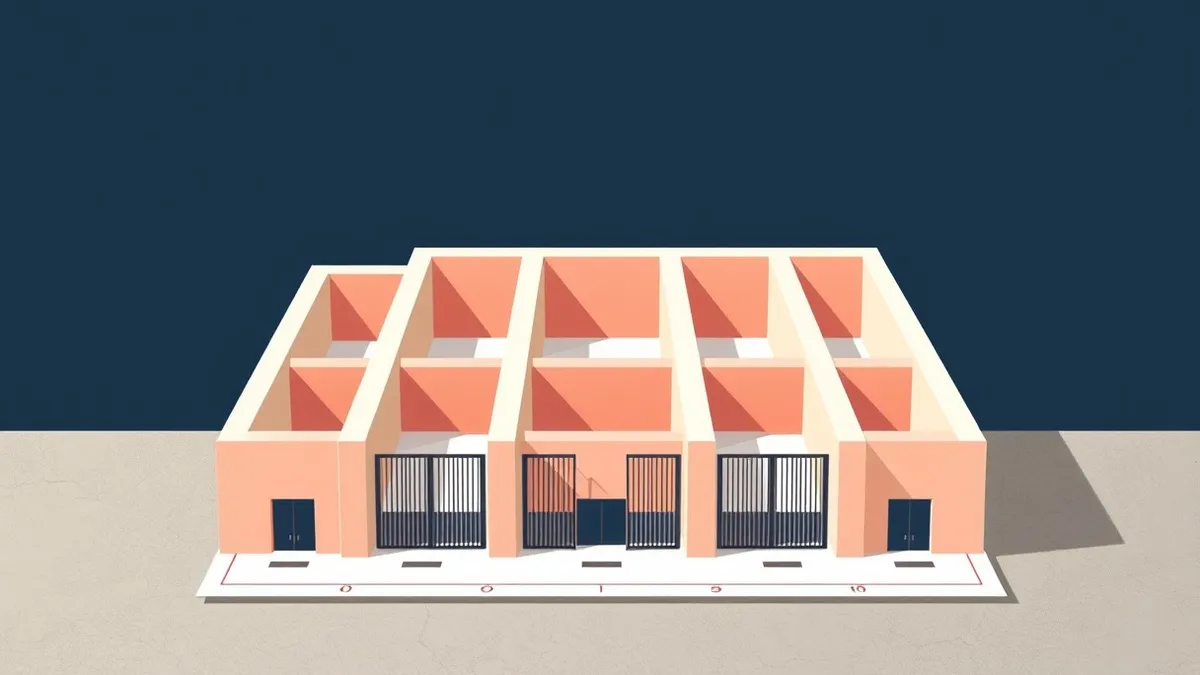 Illustration: A large architectural blueprint lies flat on a concrete foundation, showing the structured layout of empty cloud account slots.
