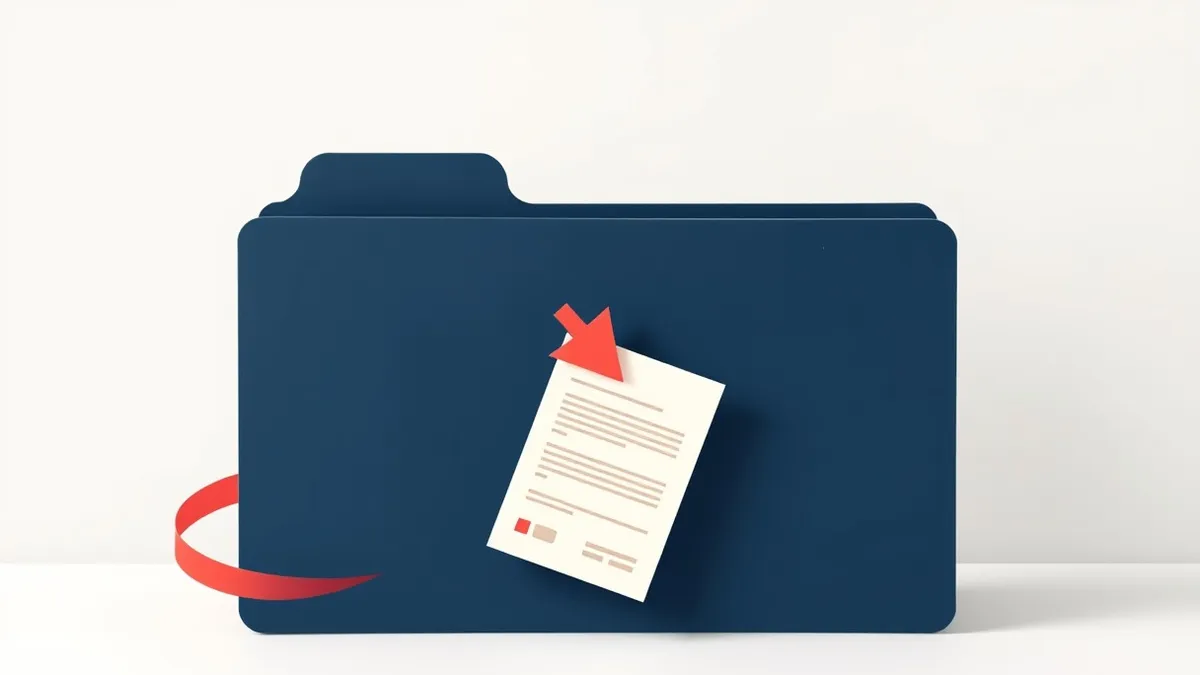 Illustration: A generic file folder icon sits open on a clean white surface.
